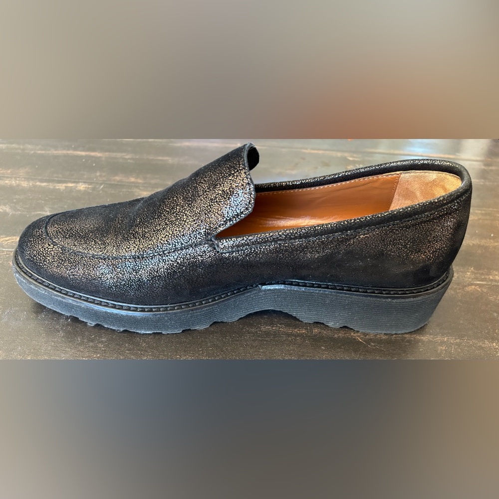 Aquaitalia Kelsey Black Metallic Loafer 9 M like new